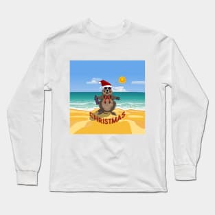 Christmas Quokka on the Beach Long Sleeve T-Shirt